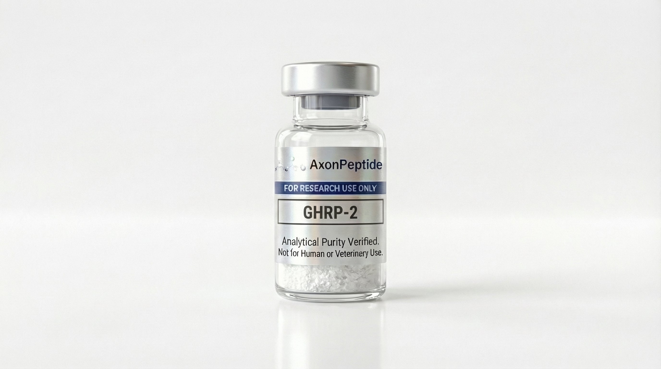 AXP-GHRP-2 lyophilized peptide vial, hexapeptide ghrelin receptor agonist GH release research, RUO
