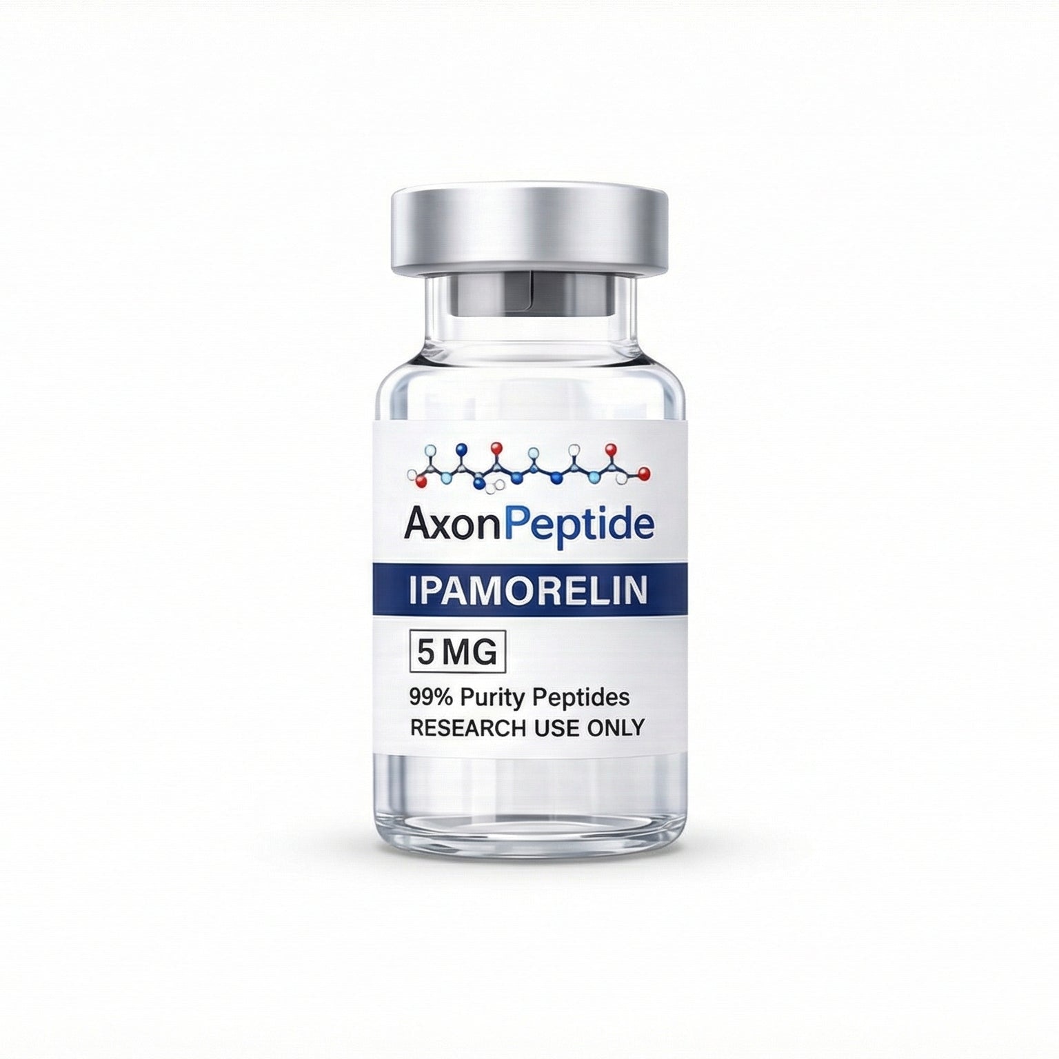 Vial labeled 'Axon Peptide Ipamorelin' on a white background